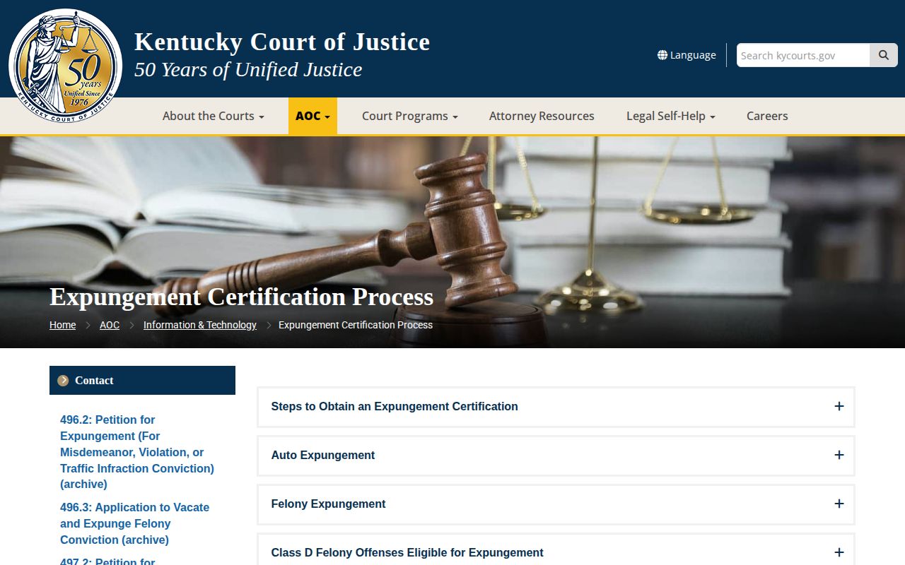 Kentucky expungement certification and petition filing steps