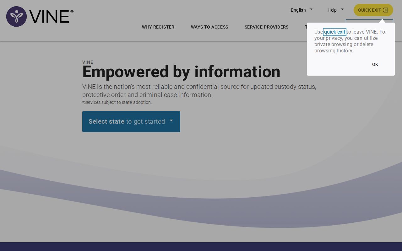 VINELink one-person search by name or identification number